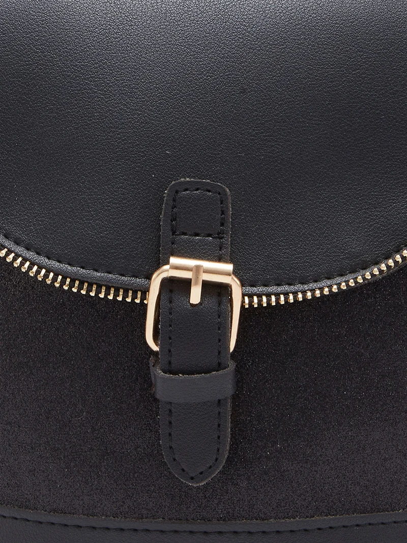 globus  Globus Women Black Textured Backpack  | Best Price UAE